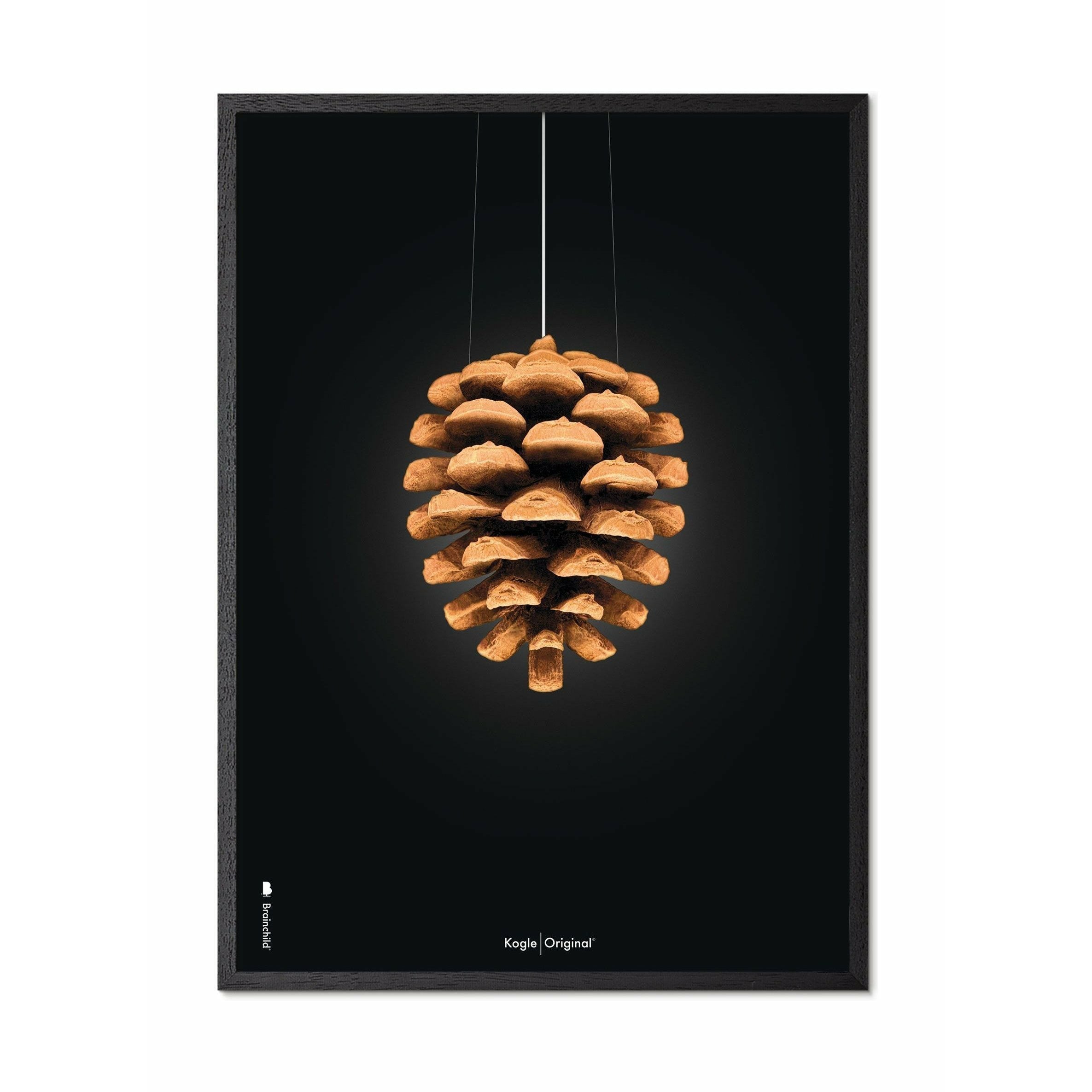 [product_category]-Brainchild Pine Cone Classic Poster, Frame In Black Lacquered Wood 50x70 Cm, Black Background-Brainchild-23003-C-BRA-1