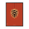 brainchild Pine Cone Classic Poster Frame in Black Lacquered Wood 50x70 cm rød baggrund