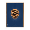 Poster classico di cono di pino da frutto cornice in legno chiaro 70x100 cm sfondo blu scuro