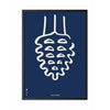  Pine Cone Line Poster Frame In Black Lacquered Wood 50x70 Cm Blue Background