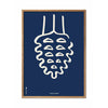  Pine Cone Line Poster Rahmen aus hellem Holz 50x70 cm blauer Hintergrund