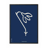 Poster di linea di grovini di neve cornice in legno laccato nero 30x40 cm sfondo blu