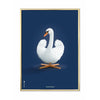 brainchild Affiche classique de cygne cadre en laiton 50x70 cm fond bleu foncé