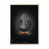 brainchild Affiche classique de cygne, cadre en laiton A5, fond noir / noir