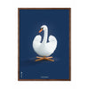 brainchild Swan Classic Poster donker hout frame 50x70 cm donkerblauwe achtergrond