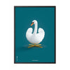 brainchild Swan Classic Poster frame in zwart gelakt hout 50x70 cm petroleumblauwe achtergrond