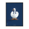  Swan Classic Poster Rahmen aus schwarz lackiertem Holz 70 x 100 cm dunkelblauer Hintergrund