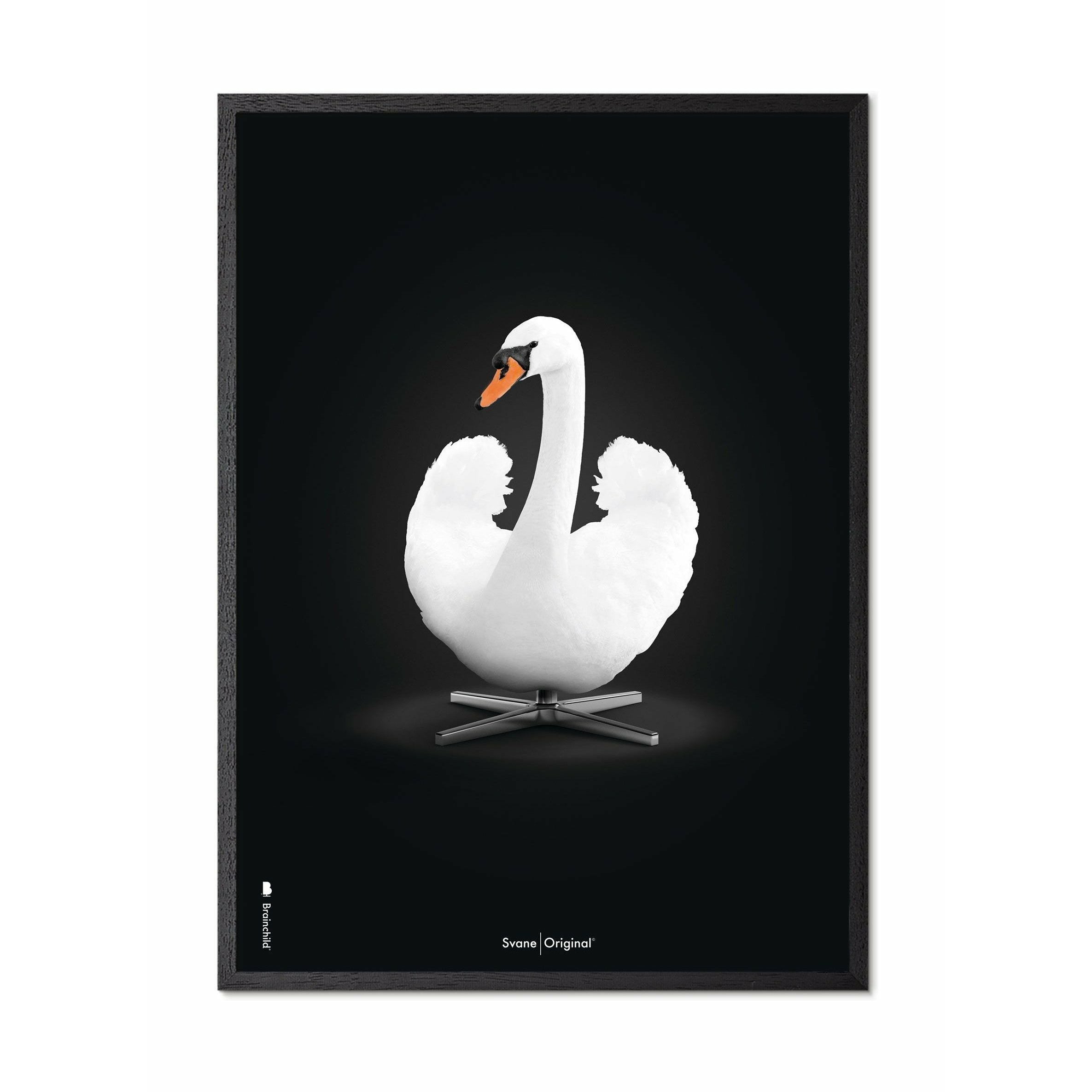 [product_category]-Brainchild Swan Classic Poster, Frame In Black Lacquered Wood 70x100 Cm, White/White Background-Brainchild-32004-C-BRA-1