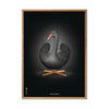 brainchild Affiche classique de cygne, cadre en bois clair 70x100 cm, fond noir / noir