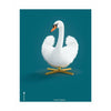  Swan Classic Poster Without Frame A5 Petroleum Blue Background