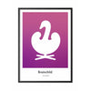  Swan Design Icon Poster Frame Made Of Black Lacquered Wood 50x70 Cm Purple