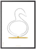 Brainchild Swan Design Sketch Poster Frame Made Of Black Lacquered Wood 30x40 Cm, White Background