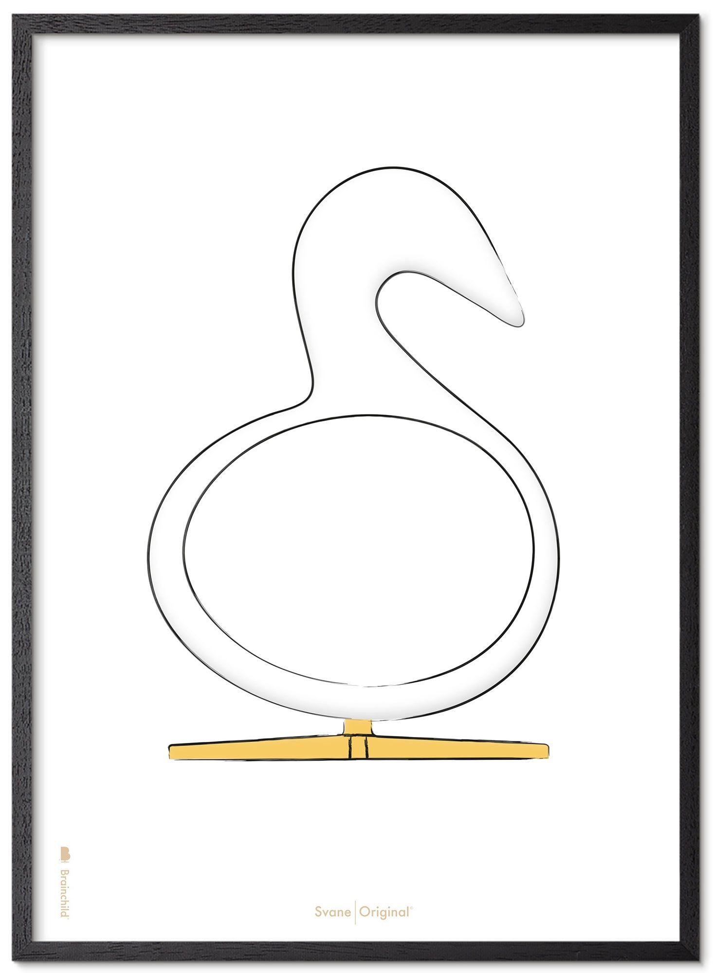 [product_category]-Brainchild Swan Design Sketch Poster Frame Made Of Black Lacquered Wood 70x100 Cm, White Background-Brainchild-S-21004-C-BRA-1