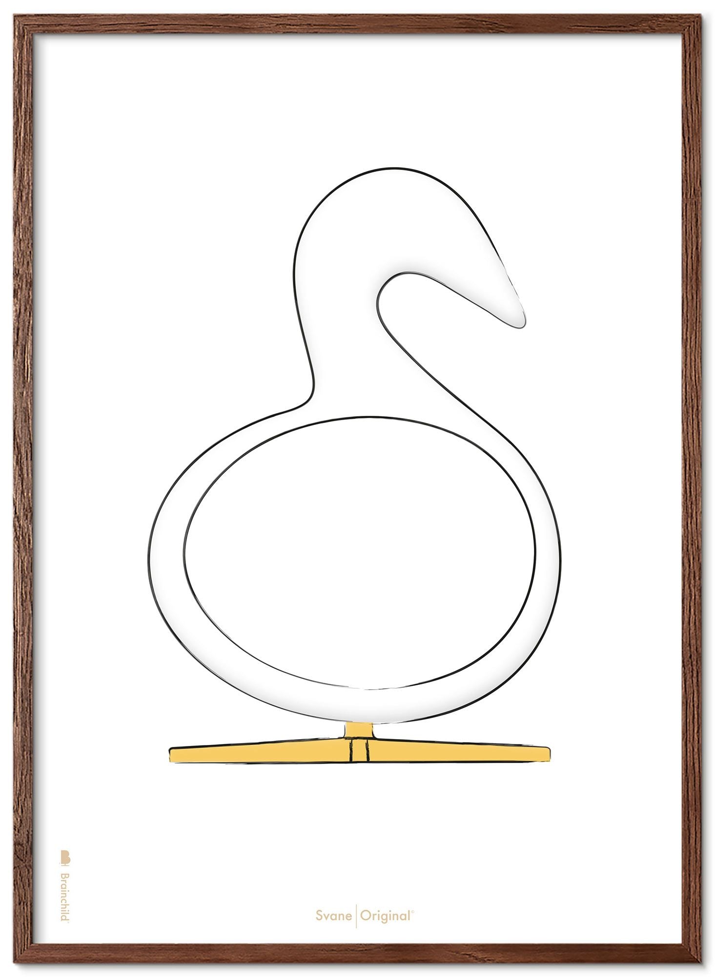 [product_category]-Brainchild Swan Design Sketch Poster Frame Made Of Dark Wood 30x40 Cm, White Background-Brainchild-S-21002-B-BRA-1