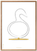 Brainchild Swan Design Schets Poster Gemaakt Van Licht Hout 30x40 Cm, Witte Achtergrond