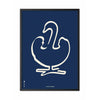  Swan Line Poster Frame In Black Lacquered Wood A5 Blue Background