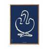  Swan Line Poster Frame Made Of Light Wood 50 X70 Cm Blue Background