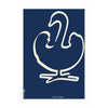  Swan -lijnposter zonder frame 30 x40 cm blauwe achtergrond