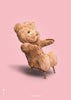  Teddybeer klassieke poster zonder frame 50x70 cm roze achtergrond