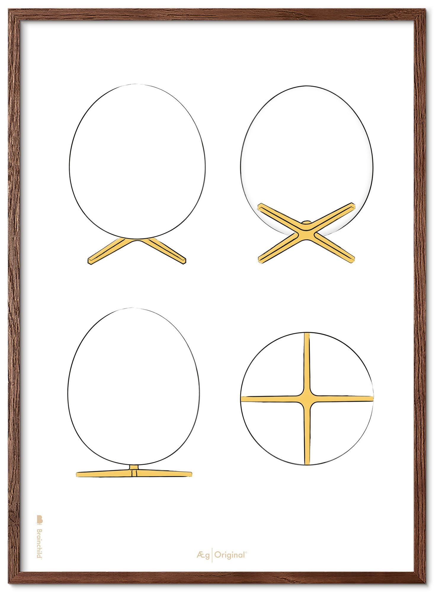 [product_category]-Brainchild The Egg Design Sketches Poster Frame Made Of Dark Wood 30x40 Cm, White Background-Brainchild-S-12002-B-BRA-1