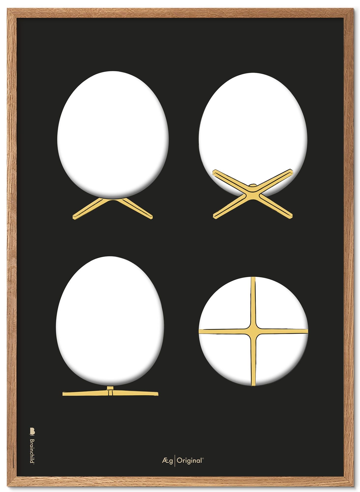 [product_category]-Brainchild The Egg Design Sketches Poster Frame Made Of Light Wood 70x100 Cm, Black Background-Brainchild-S-140004-A-BRA-1