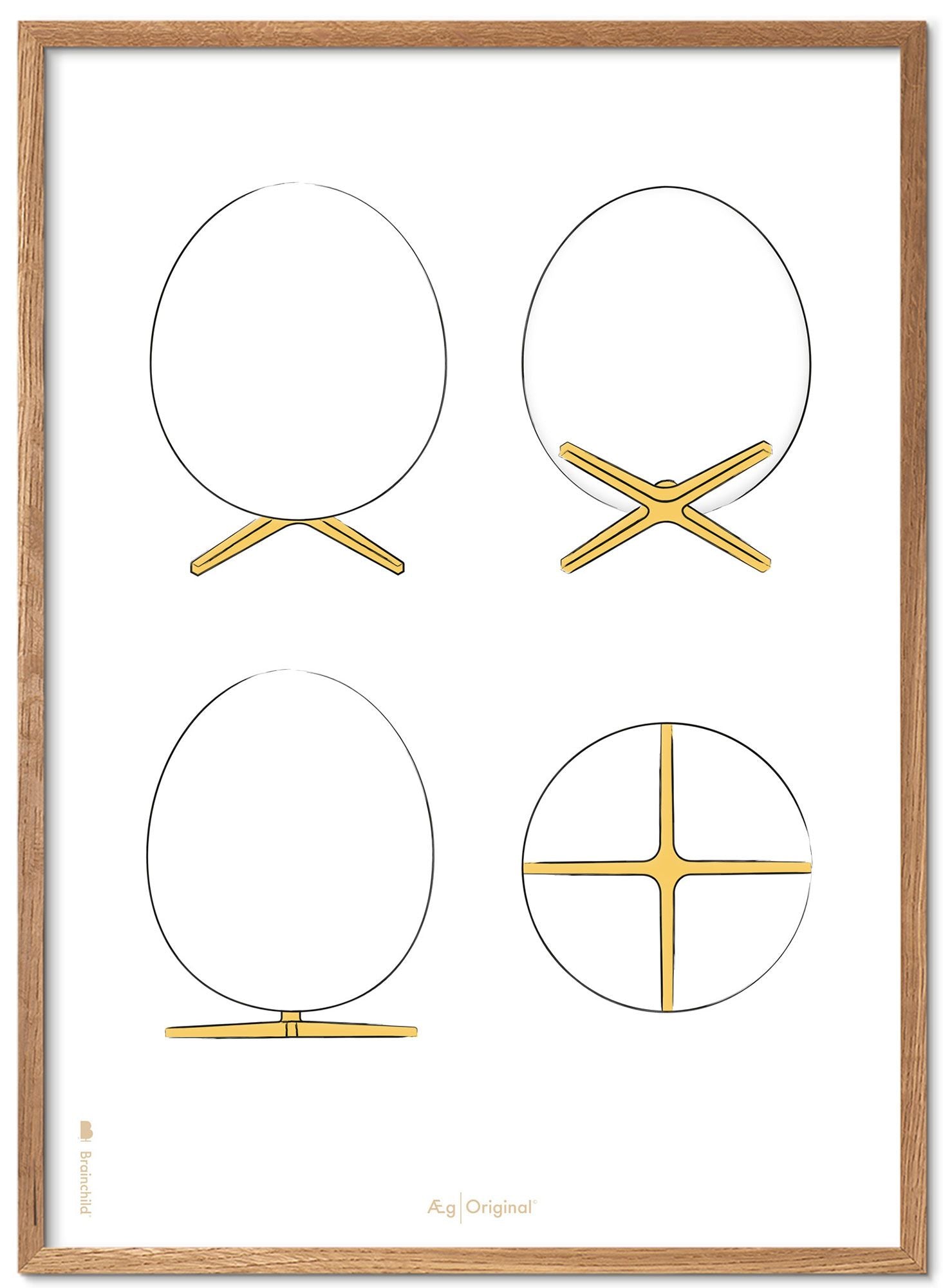 [product_category]-Brainchild The Egg Design Sketches Poster Frame Made Of Light Wood 70x100 Cm, White Background-Brainchild-S-12004-A-BRA-1