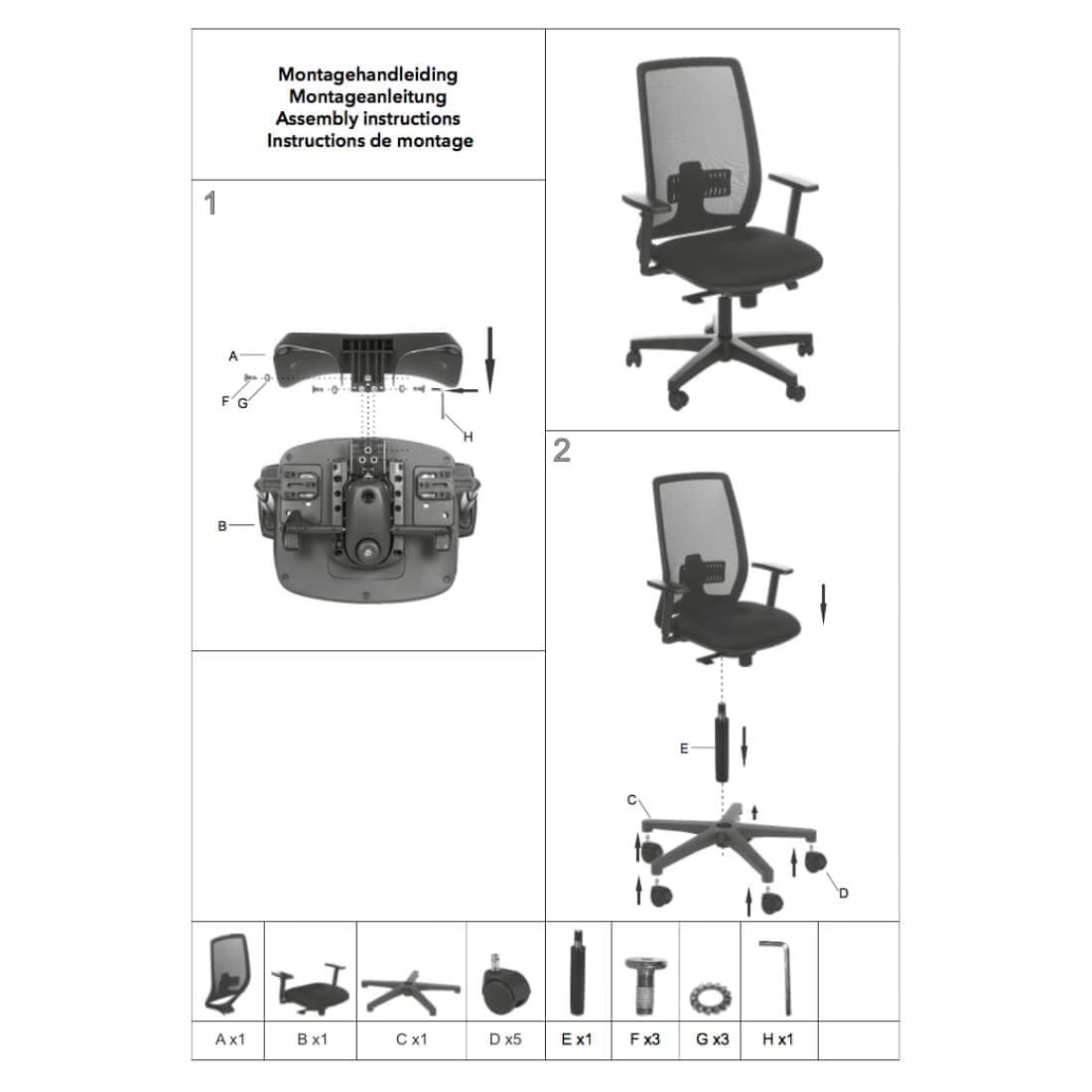 Ergonomisk kontorsstol 400 mesh (N) EN 1335