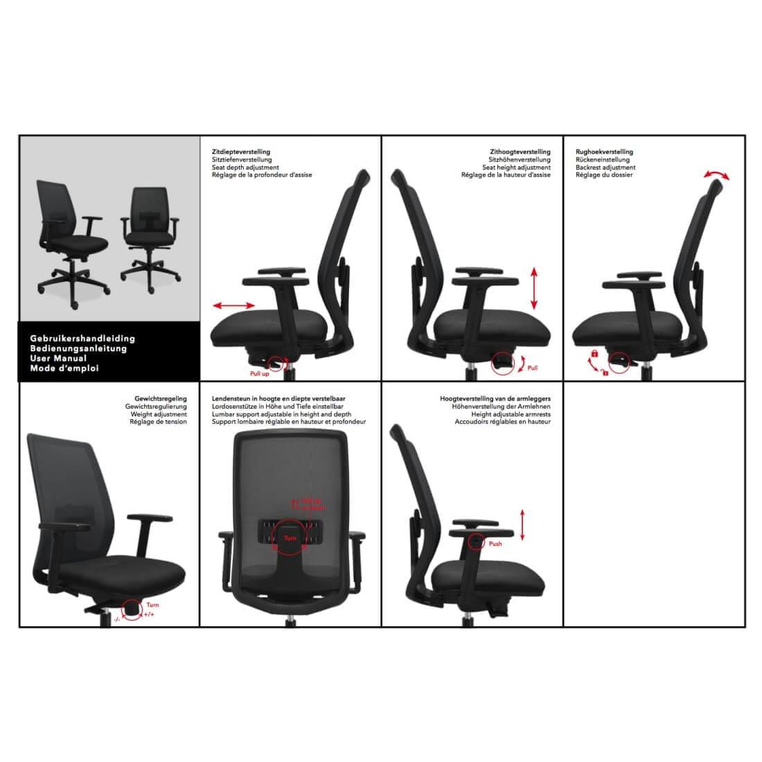 Chaire de bureau ergonomique 400 Mesh (N) EN 1335