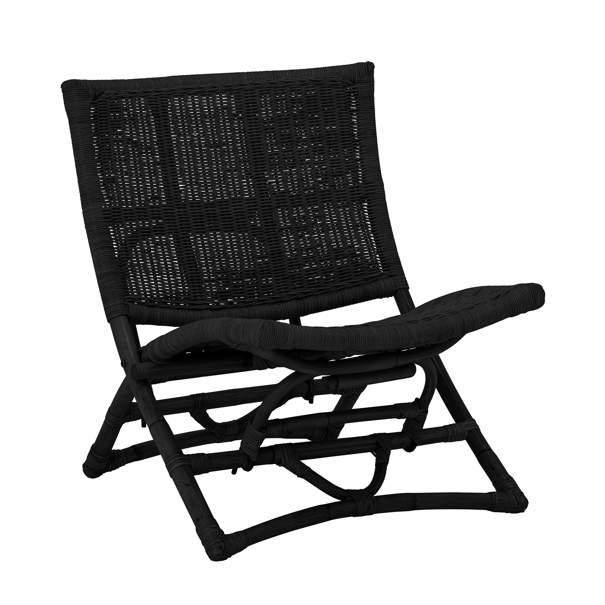 Bloomingville Baz Lounge Chair, Schwarz, Rattan