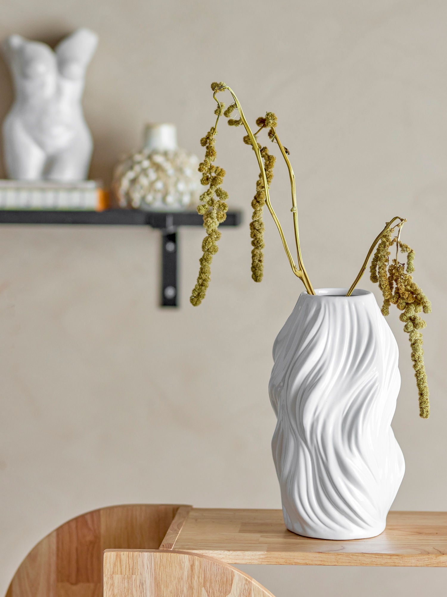 Bloomingville Sanak Vase, bianco, ceramica