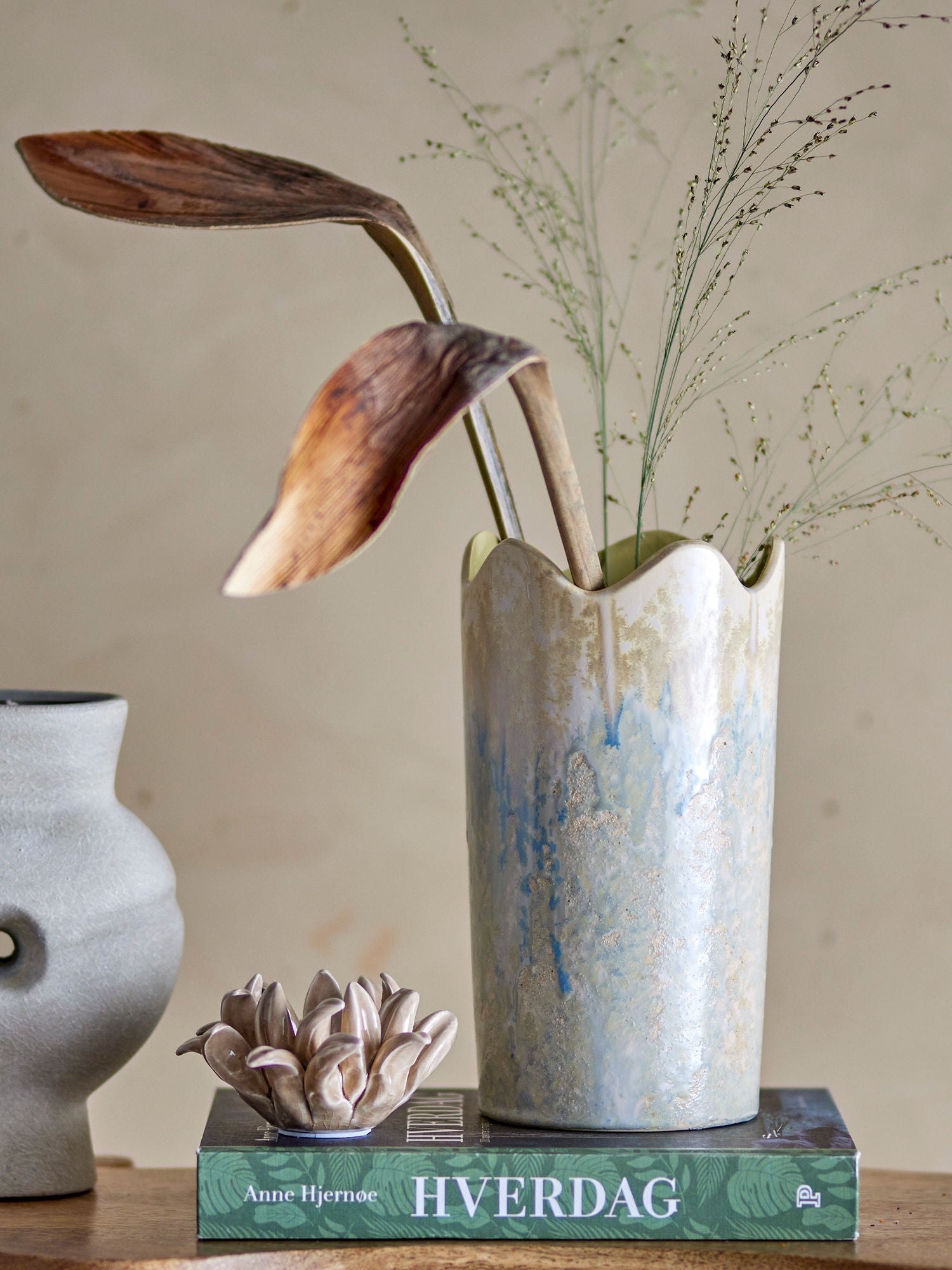 Bloomingville Leandro Vase, Natur, Steinzeug