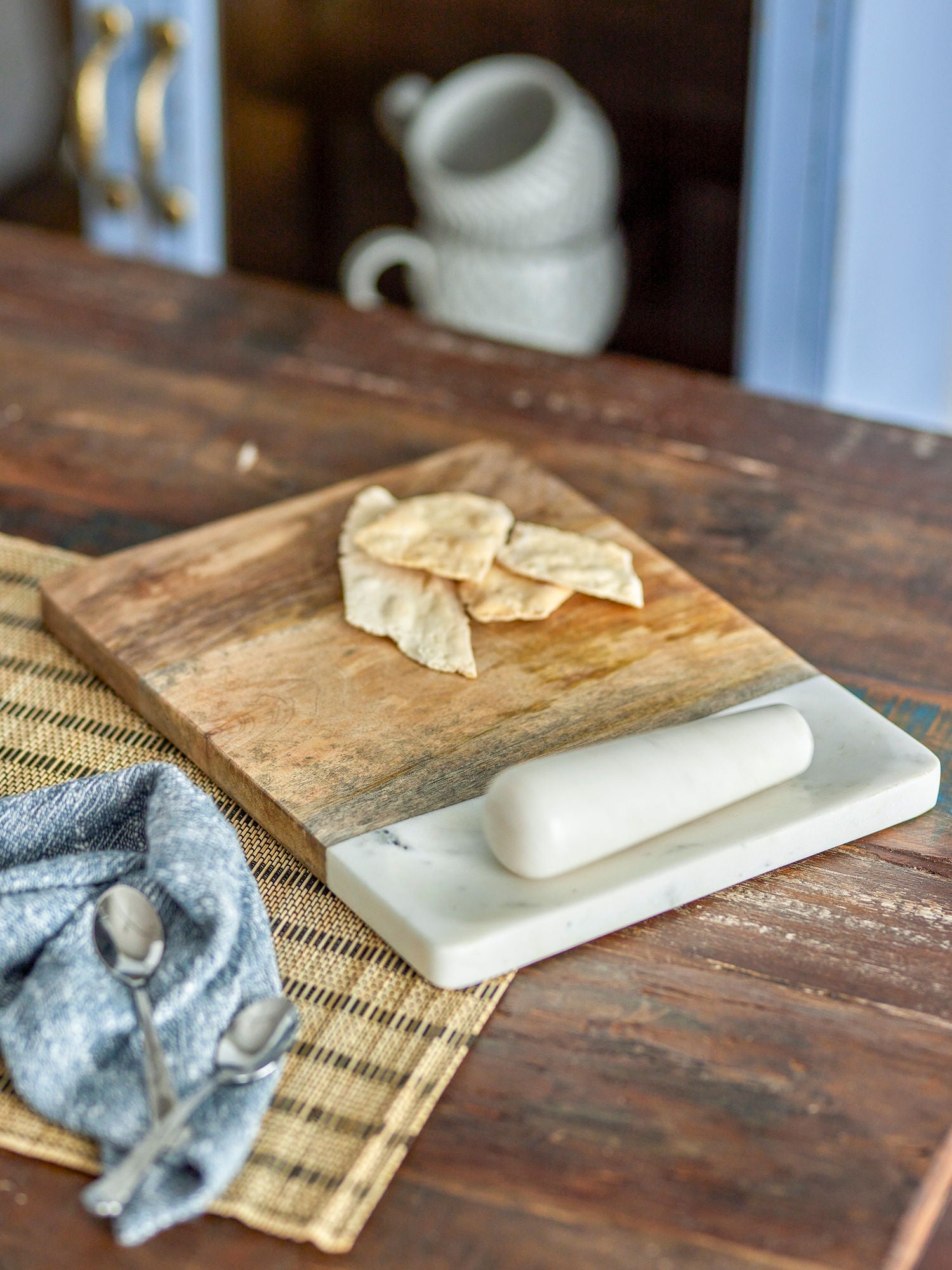 Creatieve collectie Havannah Cutting Board met stamper, Natuur, Mango