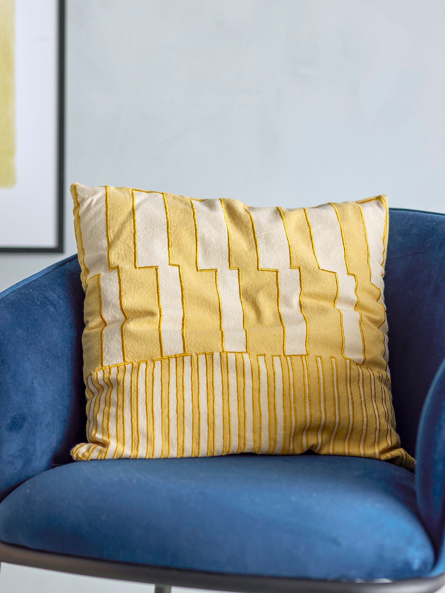 Bloomingville Cowes Cushion, amarillo, algodón Oeko-Tex®