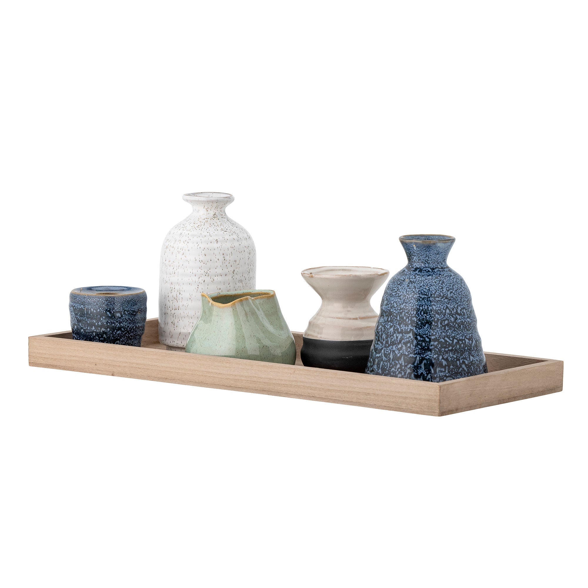 Bloomingville Longo Tray met votief, blauw, steengoed