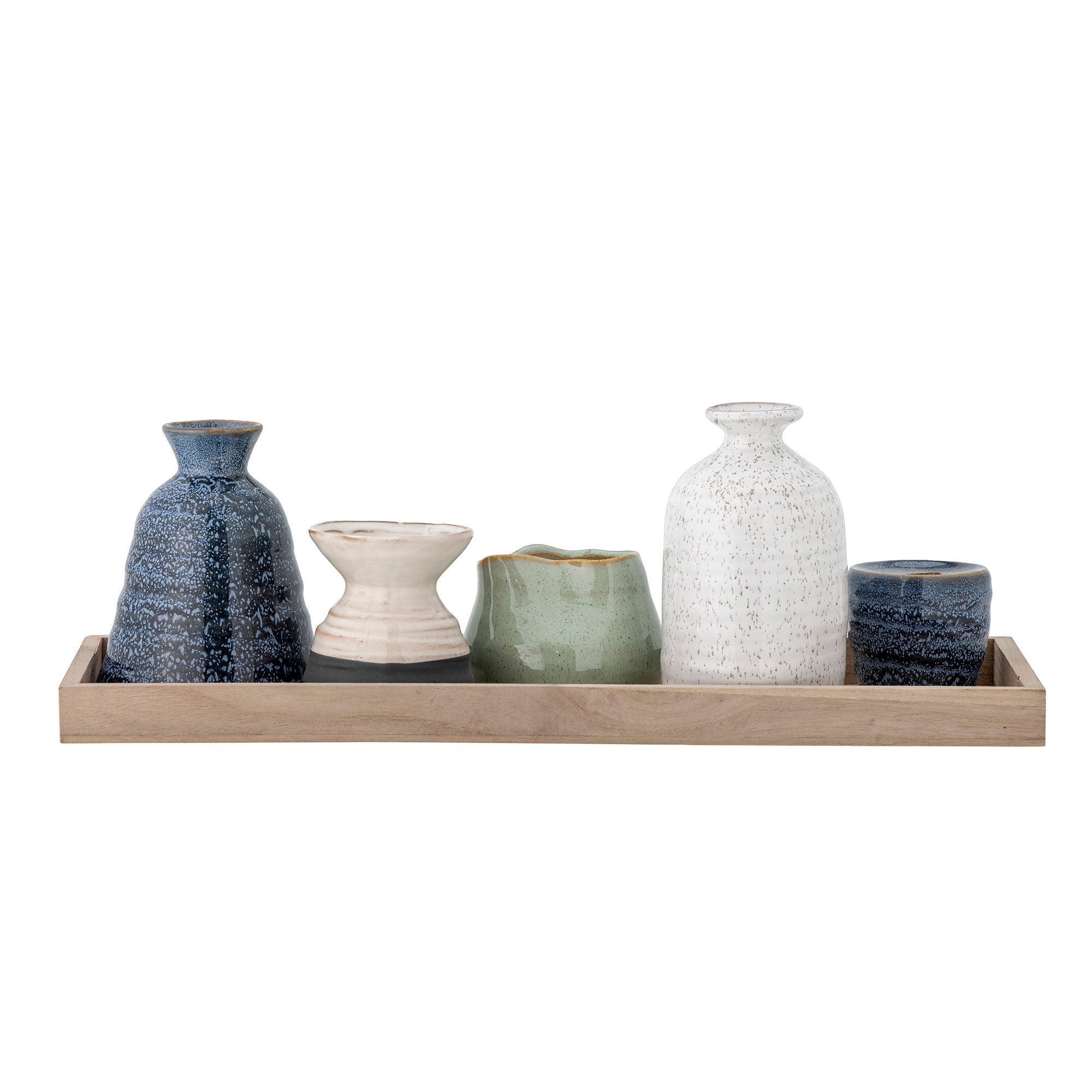 Bloomingville Longo Tray met votief, blauw, steengoed