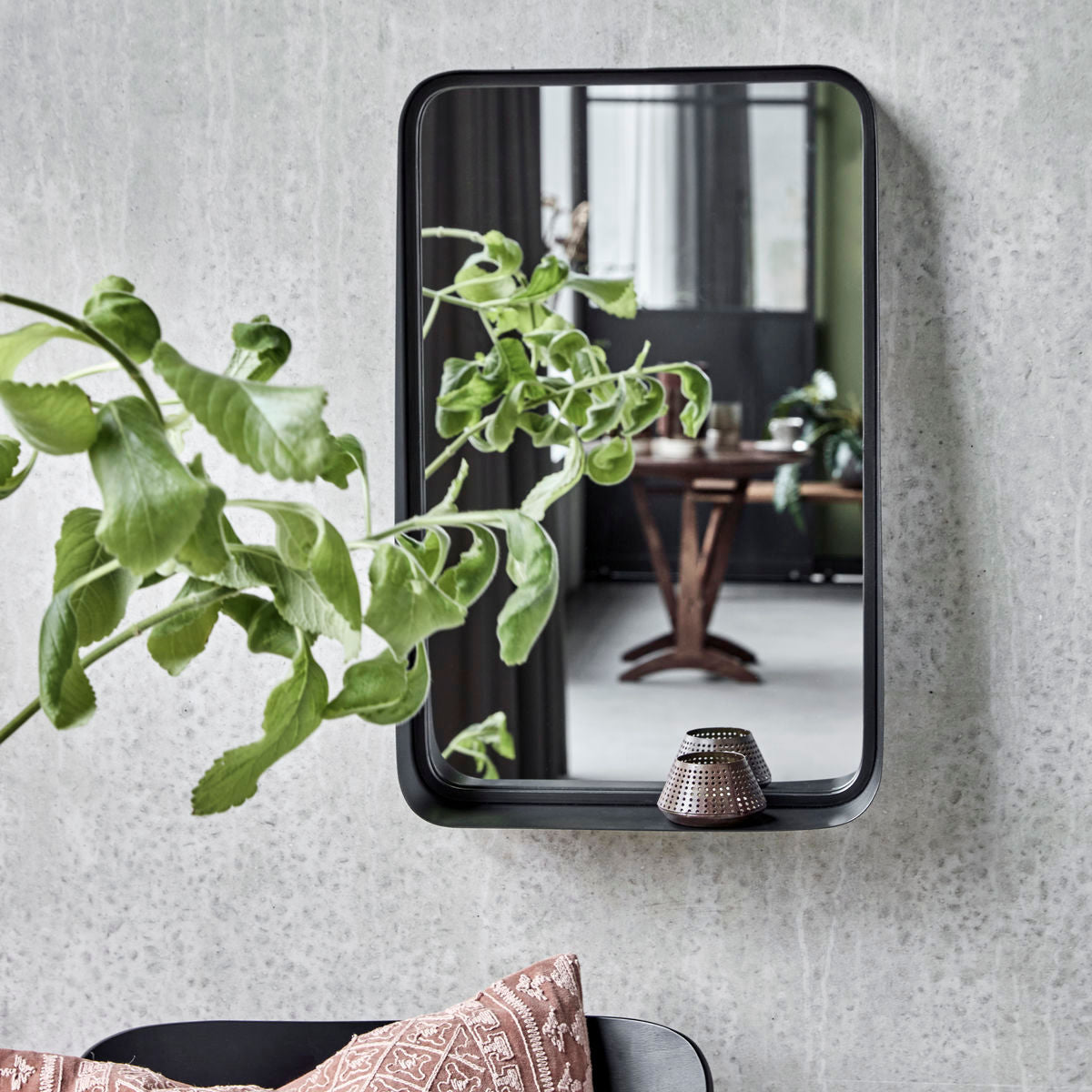 Huis Doctor Mirror W. frame, hdpejo, zwart antiek