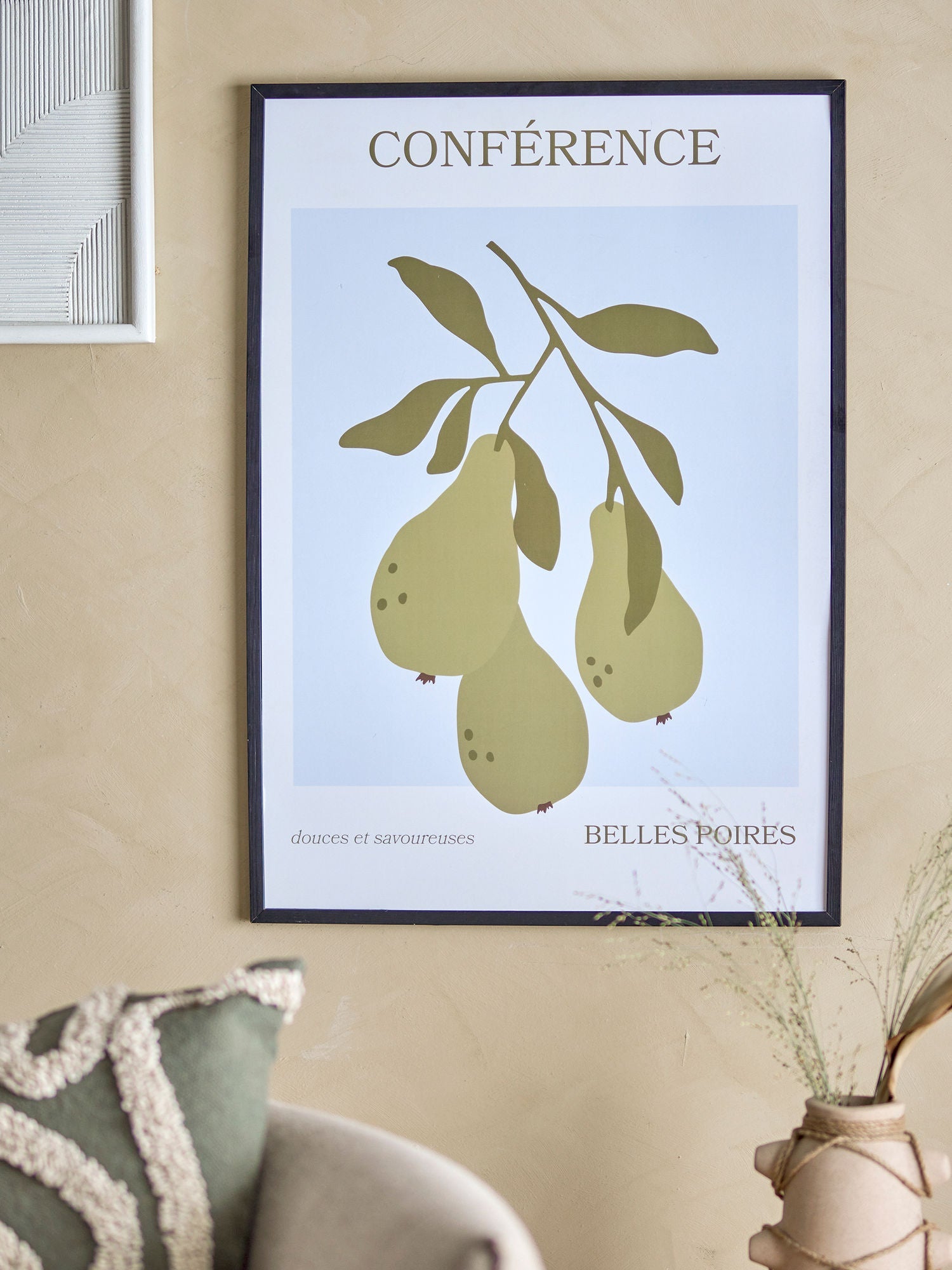 Bloomingville Poire Illustratie met frame, zwart, dennen