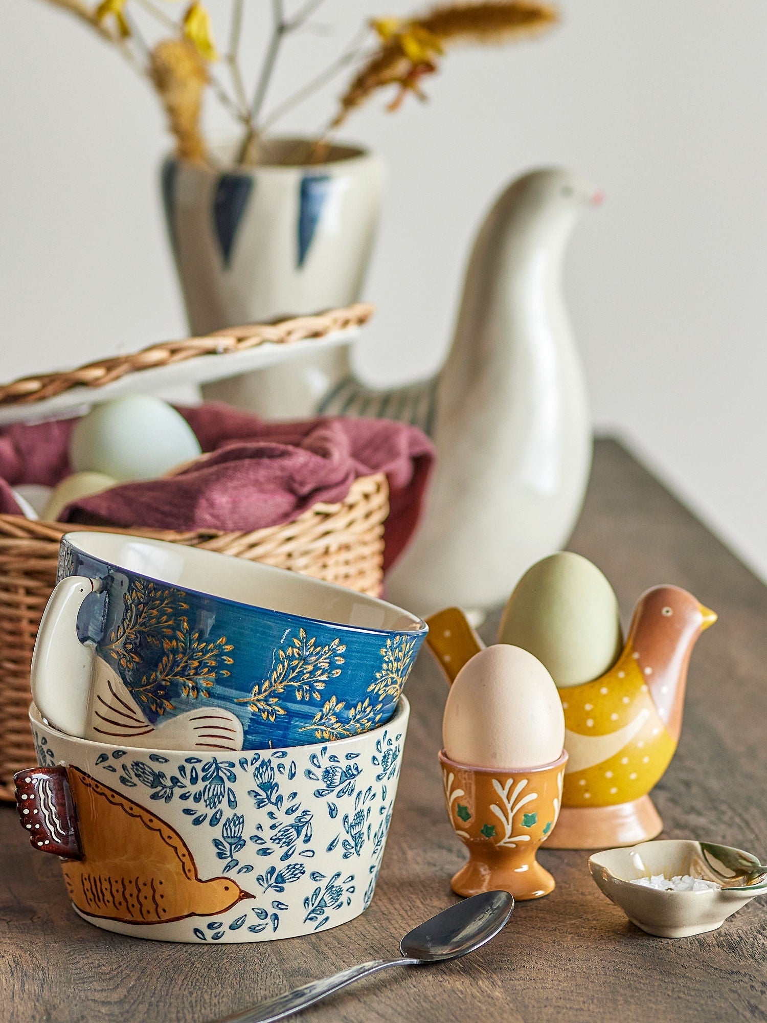 Bloomingville Birdy Egg Cup, blau, Steinzeug