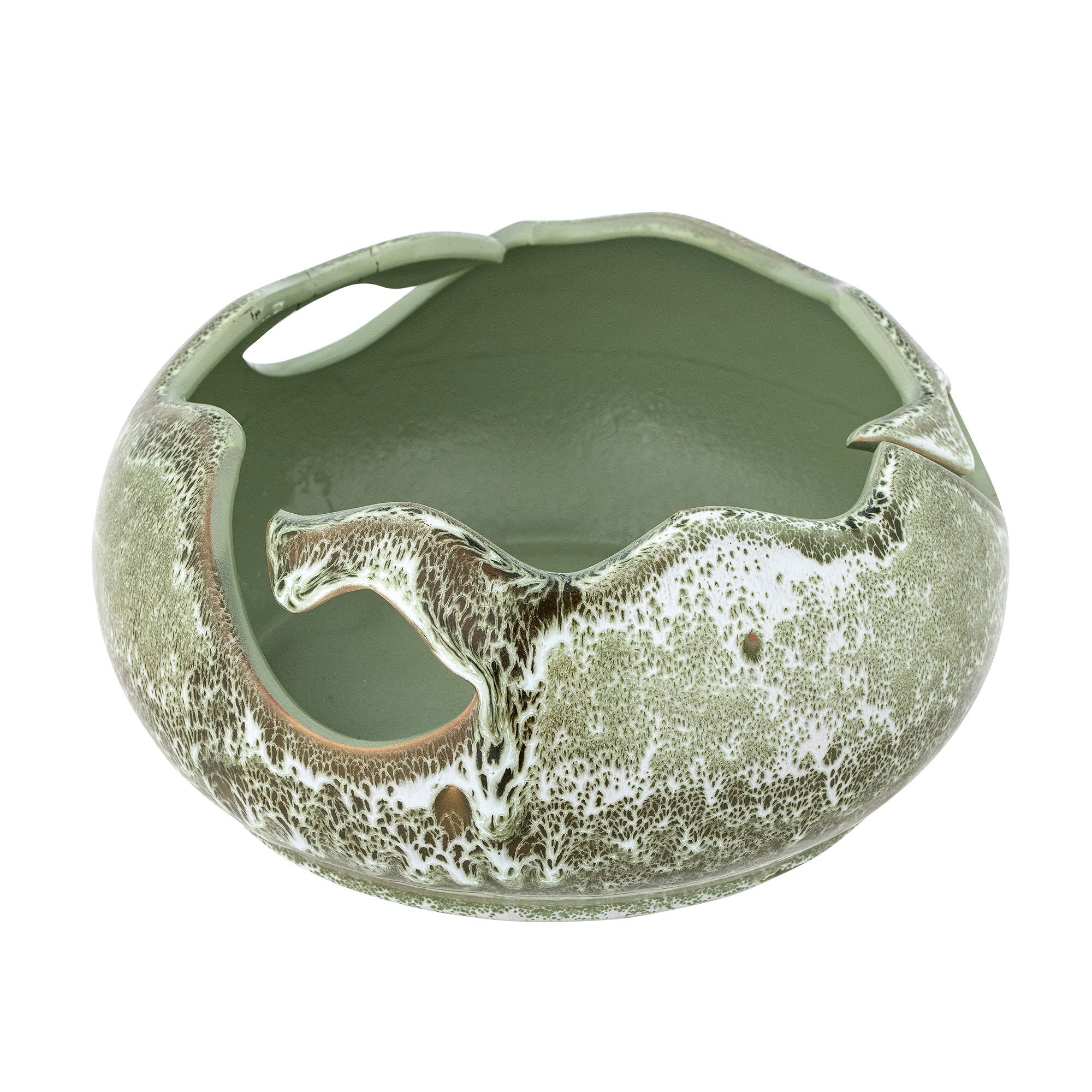 Bloomingville Leonas Deco Bowl, Green, Steingware