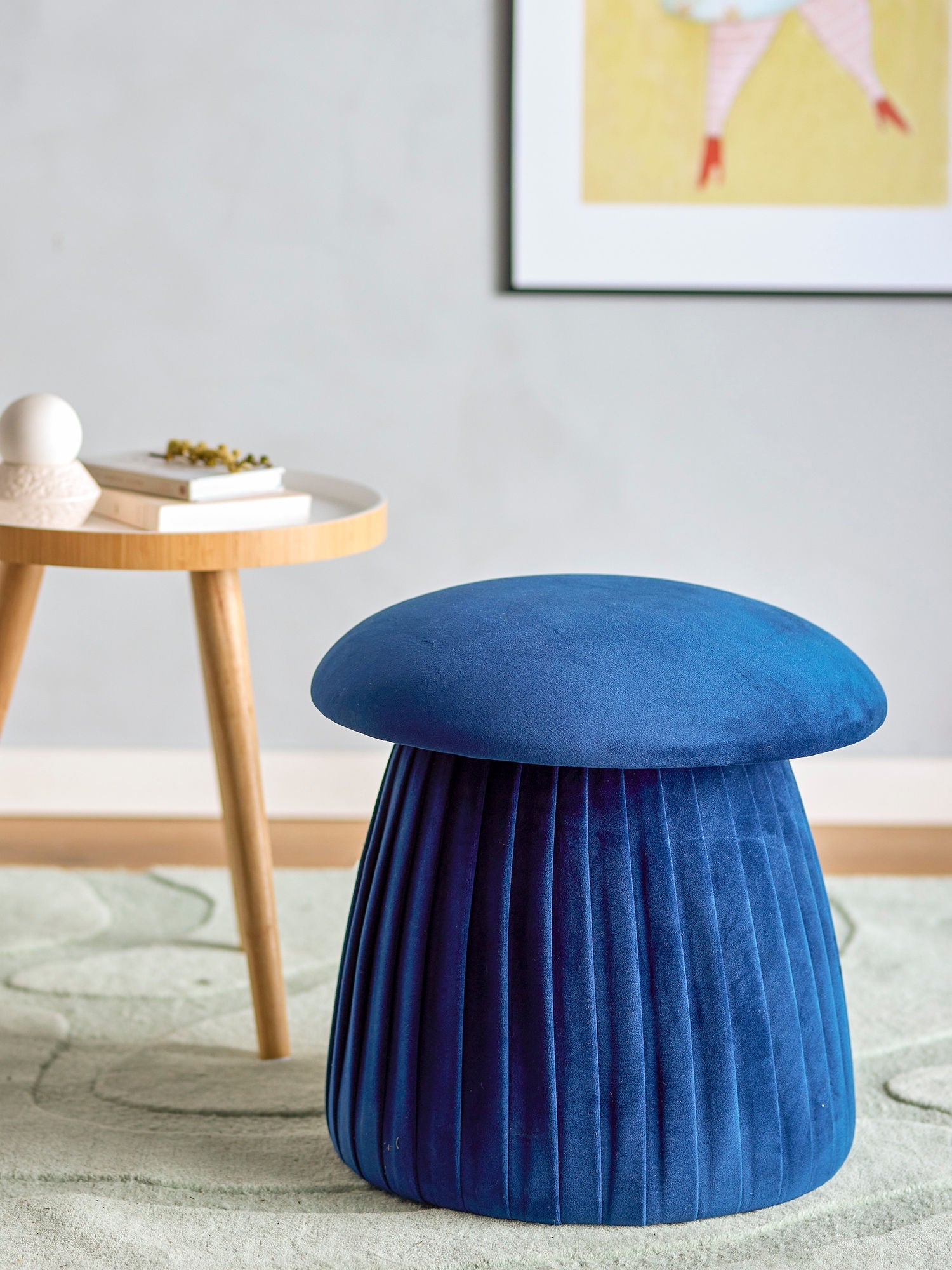 Bloomingville Roberta Pouf, blu, poliestere riciclato