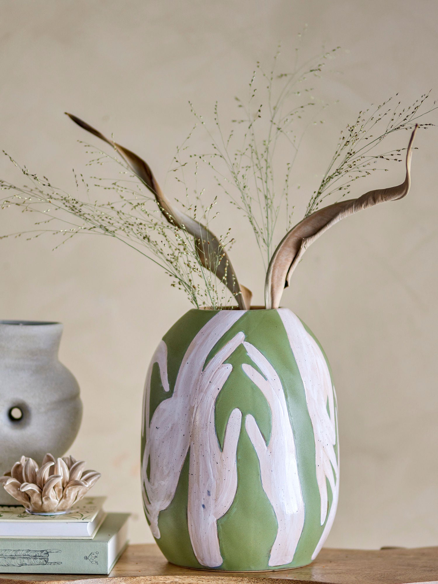 Bloomingville Adalena花瓶，绿色，石器