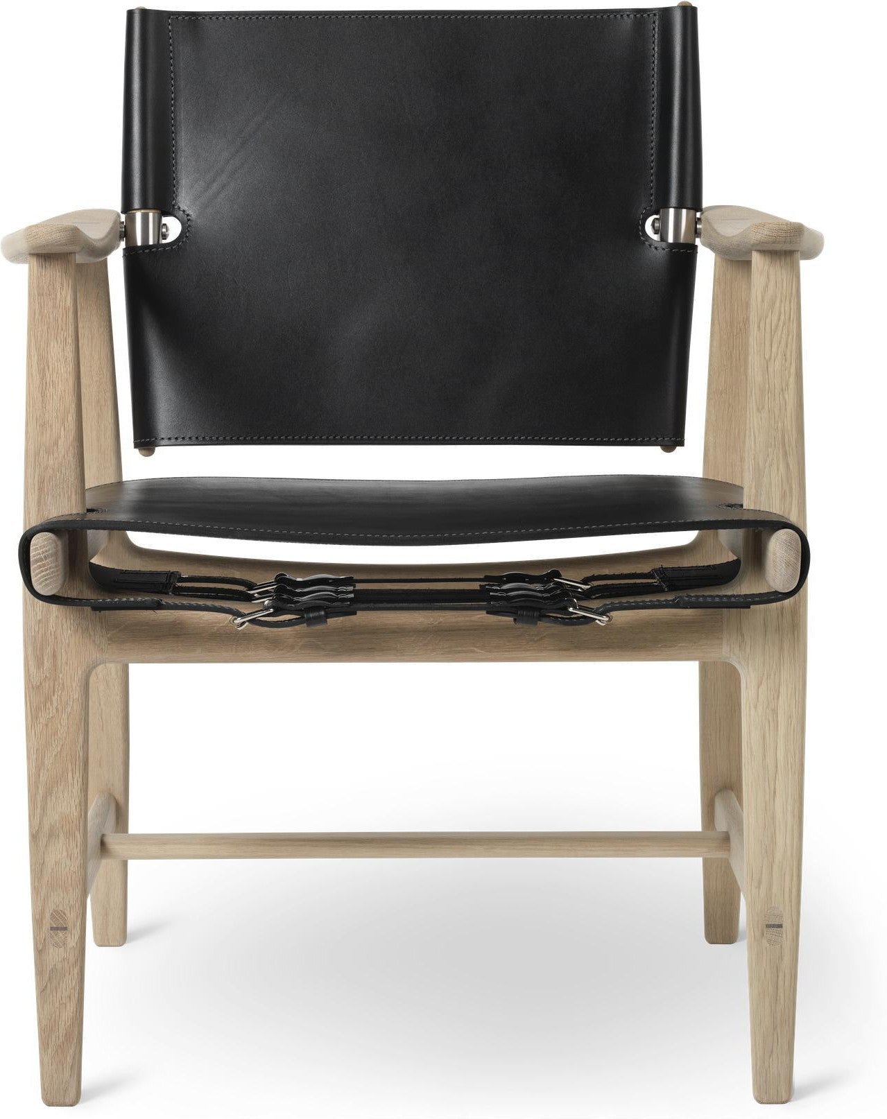 Carl Hansen Bm1106 Huntsman Chair, White Oiled Oak/Black Leather