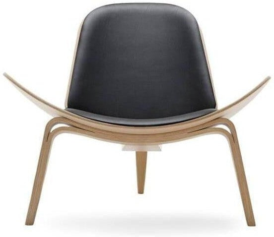 Carl Hansen Chl07 chaise coquille d'huile blanche chêne / cuir noir thor 301