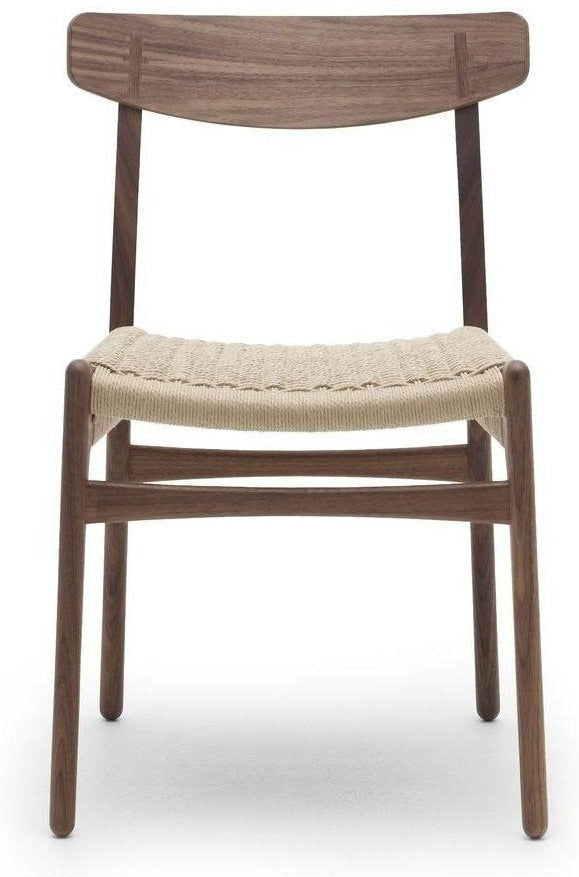 Silla Carl Hansen CH23, soporte de nogal/cable natural/nogal