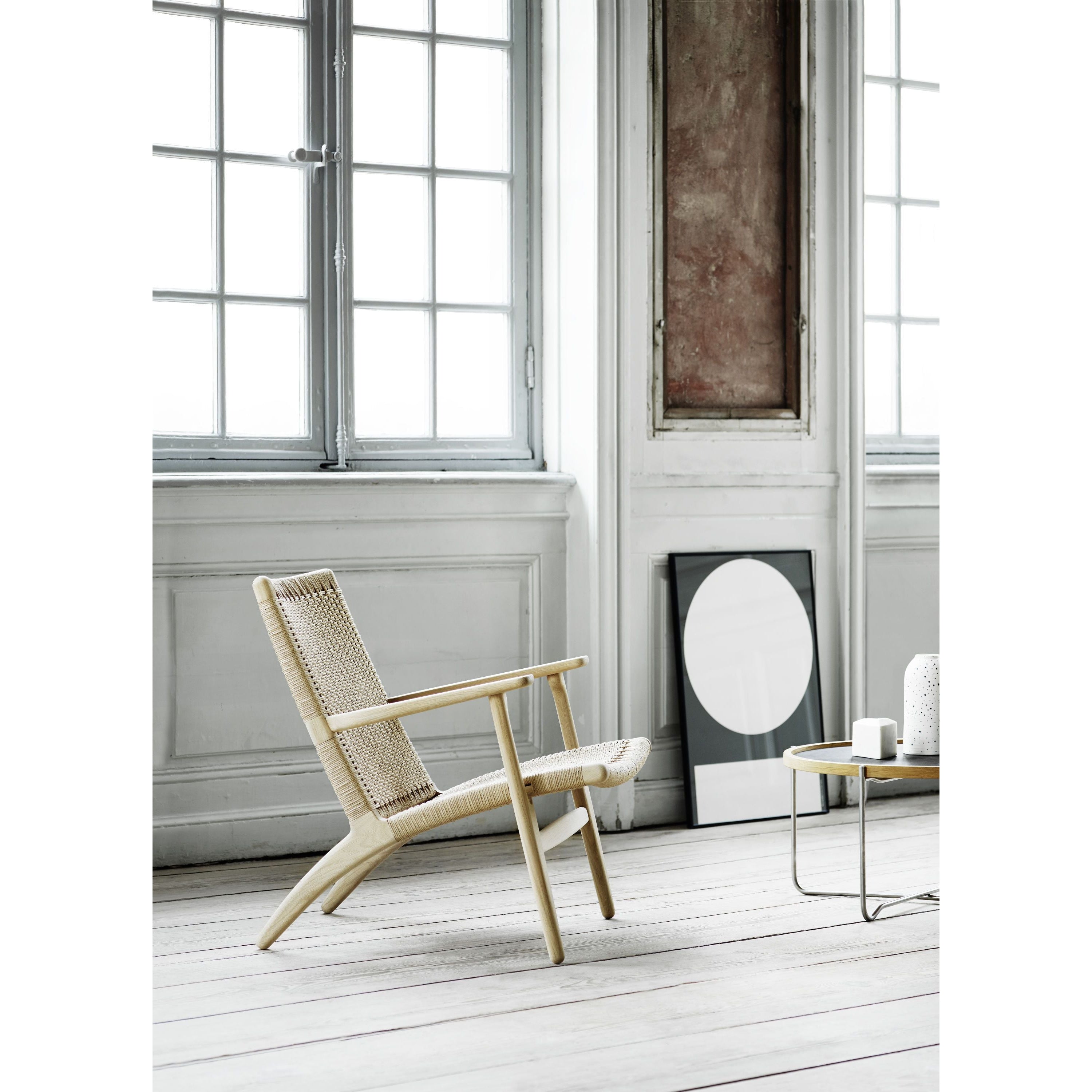 Carl Hansen CH25 Lounge -stol, färgad ek/naturlig sladd