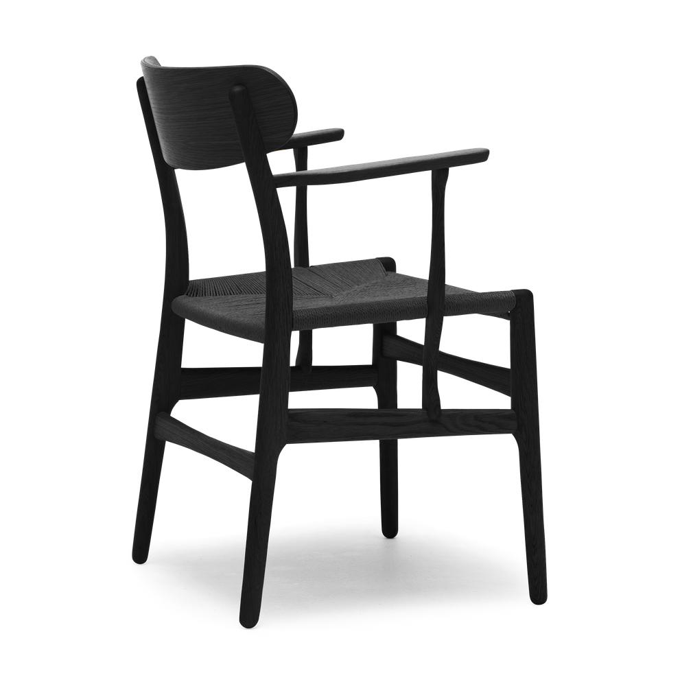 Carl Hansen CH26 -Stuhl, farbige Eiche/Schwarzpapierkabel