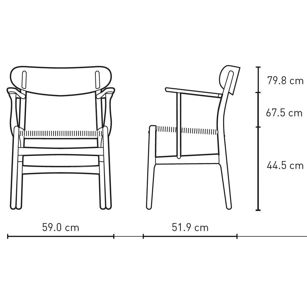 Carl Hansen CH26 -stol, färgad ek/svart papperssladd