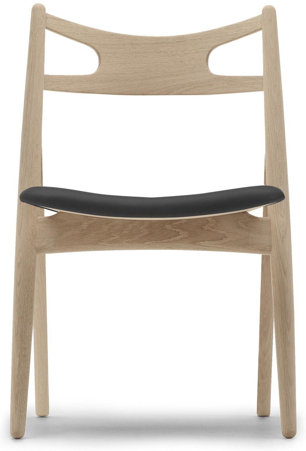 Carl Hansen CH29 P stol hvid olie eg/sort læder