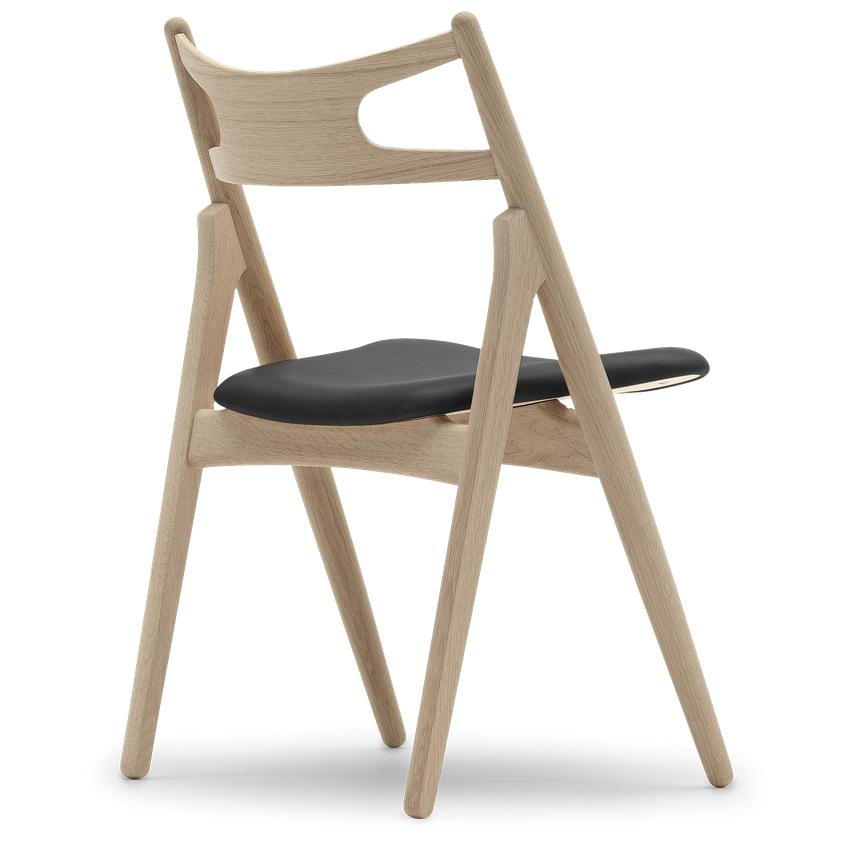 Carl Hansen CH29 P stol hvid olie eg/sort læder