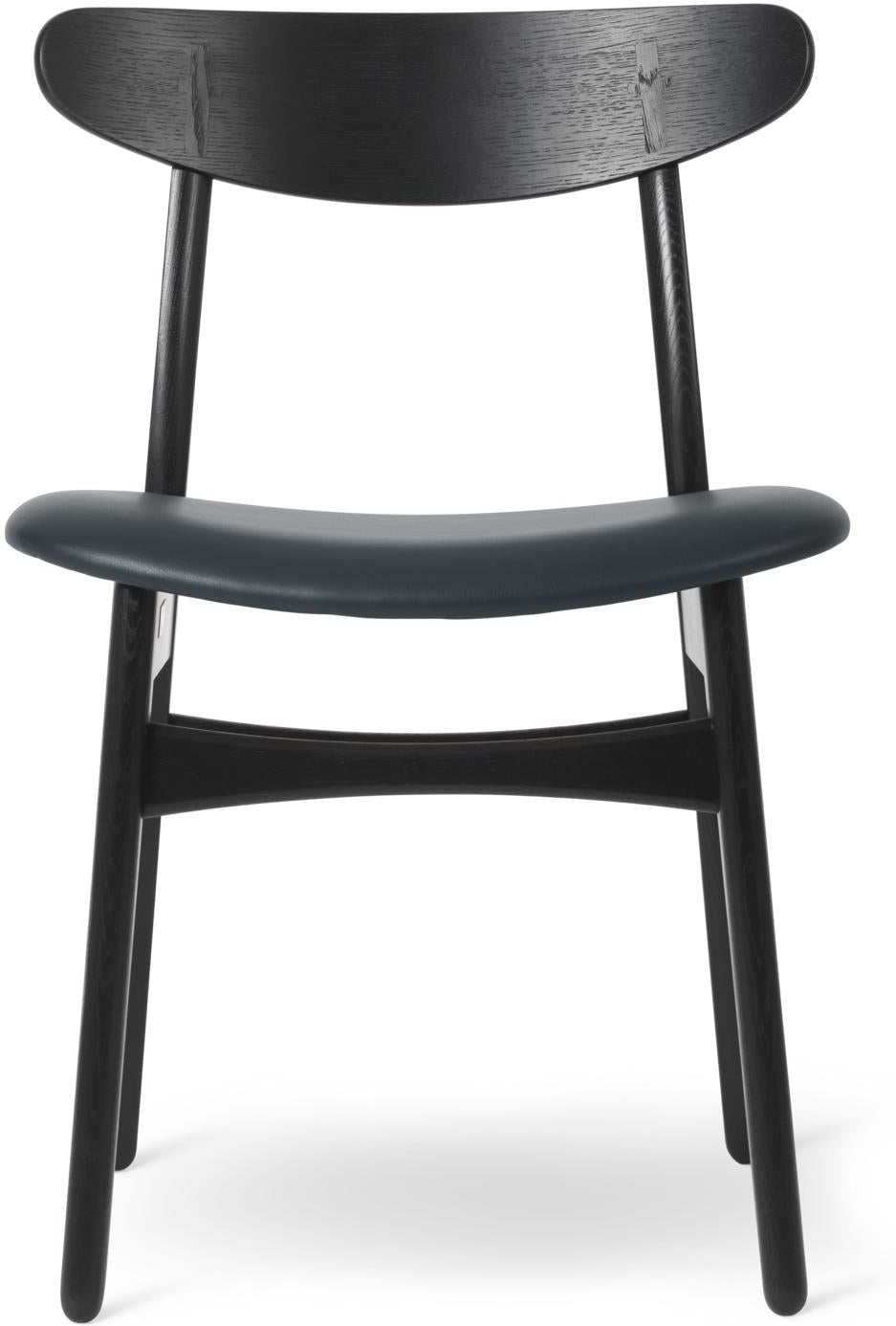 Carl Hansen Ch30p Stuhl, Eiche gefärbt, Leder dunkelblau